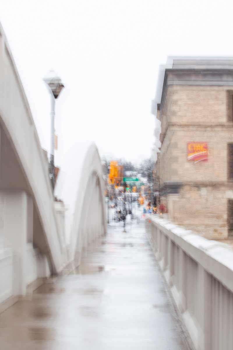 view crossing the historic main street bridge, Galt, Cambridge  Ontario