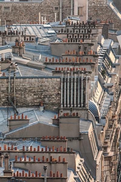 art print of Paris chimneys ariel view